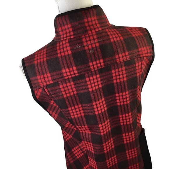 Stormy Kromer Ida Vest Wool Blend Buffalo Plaid Red Black Women's M Full Zip USA - Picture 2 of 8